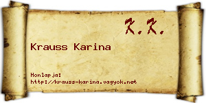 Krauss Karina névjegykártya